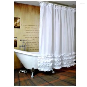 Shower Curtains Thicken White Lace Curtain Bathroom Hanging Waterproof Mildewproof Polyester Bath With Metal Hooks