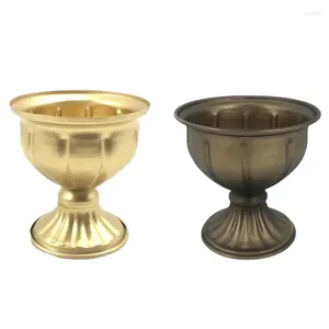 Vaser Desktop Flower Vase Golden Metal Small Pot Retro Iron Table Centerpieces Candle Holders Wedding Decor Pography Props