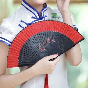 装飾的な置物中国のクラシック折りたたみファンヴィンテージ女性ハンフコスプレファンレディーダンス竹アバニコスパラボーダ