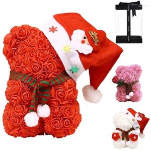 Decorative Flowers Christmas Artificial Rose Bear Love Gift Valentine Day Flower | Romantic FlowerBear Decoration Home Wedding Parties