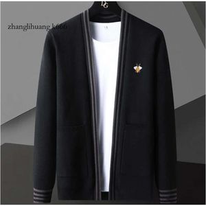 Bordado masculino 2024 abelha camisola cardigan coreano casaco casual elegante masculino 2021 outono tendência abrigo hombre roupas