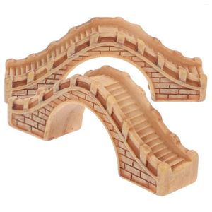 Garden Decorations 2 PCS Micro Landscape Arch Bridge Miniature Model Outdoor Decor Dekorera hus harts Staty Adsmenment Scene