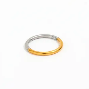 Кольца кластера Joolim Jewelry High End Pvd Оптовая продажа Водонепроницаемое гладкое универсальное супертонкое двухцветное кольцо на палец из нержавеющей стали для женщин