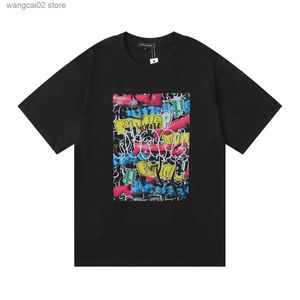 Erkek Tişörtler Mor T-Shirts Erkek Kadınlar En Kalite Graffiti Renkli Baskılı Kısa Slve Tişört Strtwear T240401