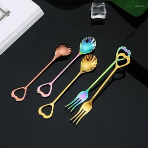 Spoons Stainless Steel Donuts Candy Spoon Forks Kitchen Tableware Cutlery Set Cake Coffee Honey Soup Stirring