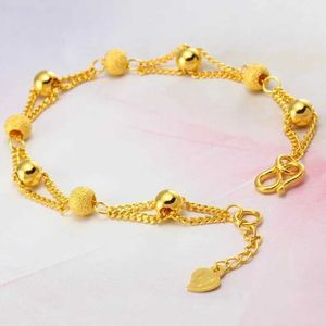 Kedja ny förgyllt armband gammal sandguld guld mode pärlband armband europeiska guldarmband bröllop smycken q240401