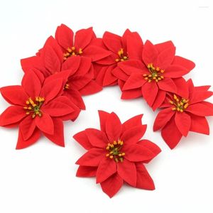 Flores decorativas 14cm flanela grande artificial rosa flor cabeças para casa decoração de casamento scrapbooking diy árvore de natal seda