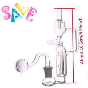 Toptan Protable Pyrex Kalın Mini Recycler Su Dab Bong Tomberi Perc Perkolator 14mm Erkek Cam Yağ Burner Kase Nargile Su Boruları Tobacc için