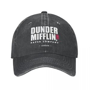 Dunder Mifflin London Baseball Cap Distressed Washed The Office Paper Company Hat Outdoor Activities Adjustable Hats 240311
