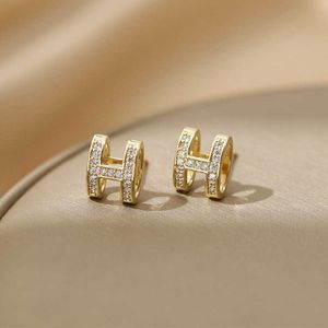 Luxury Brand Classic Diamond Charm Fashion Engagement Earrings 925 Silver Needle Korean Letter Trendy Simple and Small With Logo Heemmswith