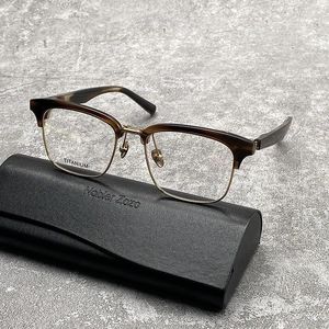 Solglasögon ramar affärshalva ram litterära glasögon mäns och kvinnors stora ansikts ögonbryn linje fyrkantig retro optisk recept gla