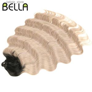 Synthetische Perücken Bella 24 -Zoll -Körperwelle Häkelbänder Haare synthetisch für schwarze Frauen Tiefes Wasser Welle Ombre Blonde Flechten gefälschte Haare S Y240401