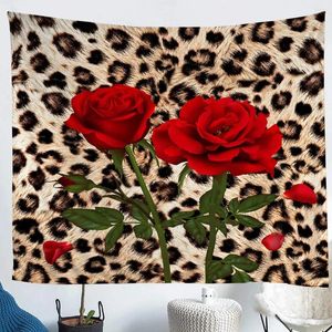 Tapisserier Tapestry Wild Brown Animals Leopard Print Living For Room Bedroom sovsalvägg Hängande konstdekorationer