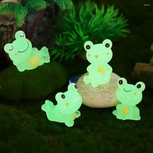 Garden Decorations Glow-in-the-dark Frog Tiny Figurines Mini Resin Decor Cute Office Miniature Ornaments Home Cartoon Statues