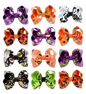 12 Design Girls Halloween Pumpkin Hairpins Barrettes Children Spider Hair Accessories Princess Layered Bow Hair Clips B0016041972