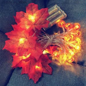 LED -strängar Stränglampor Maple Leaf Garland Street Bulb Light For Garden Holiday Jul Decoration Wedding YQ240401