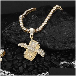 Anhänger Halsketten Aufgeregt Zirkon Aussage Dollar Zeichen Tennis Kette Halskette Choker Für Frauen Kristall Strass Jewelrypendant Drop D DHDBV