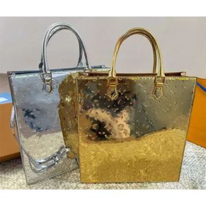 Classic Women Tote Bag Designer Handbags Laser Messenger Old Flower Silver Letter Shoulder Bag High Capacity Shopping Bags