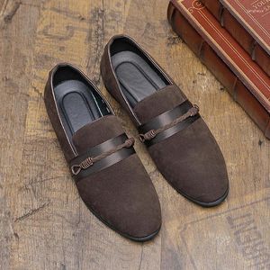 Casual Shoes Brand Black Men's Loafer Classics Suede Leather Business Office Dress Comfortable Luxury Slip-On 38-48