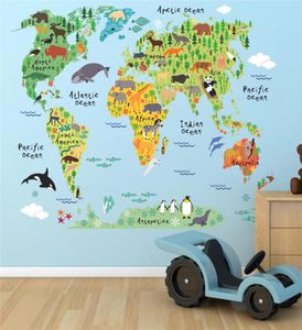 2019 Wedding Decoration Cartoon Animals World Map Wall Decals for Kids Rooms Home Decorations Wall Stickers DIY Art Posters6821913