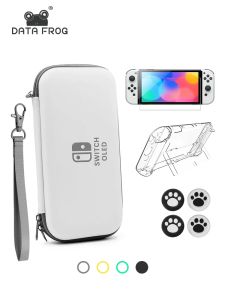 Casos DATA FROG Carrying Case CompatívelNintendo Switch OLED Armazenamento Protetor Capa Dura Cristal Shell para Switch Oled Acessórios