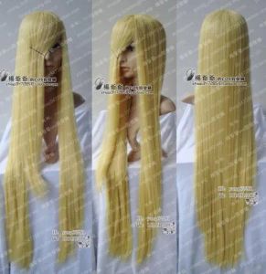Perücken neue lange goldene blonde Cosplay -Party -Perücke 100 cm