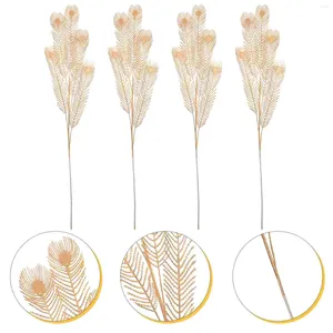 Decorative Flowers 4 Pcs Leaves And Branches Artificial For Wedding Decoration Iron Fake Leaf Adorn