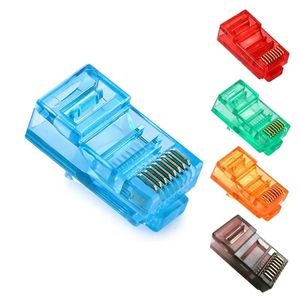 100 Pz/lotto Cavi Ethernet RJ45 Modulo Spina Connettore di Rete RJ-45 Teste di Cristallo Cat5 Colore Cat5e Cavo Placcato Oro