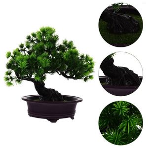 Decorative Flowers Welcoming Pine Ornaments Simulated Bonsai Plant Fake Potted Welcome Decors Plastic Home Artificial