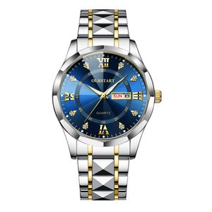 Hot selling men's watches night glow waterproof business and leisure quartz rivet steel strip wholesale of men's watches