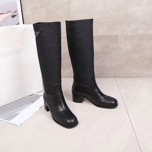 Damenmode-Designerstiefel mit runder Spitze, dicker Sohle, verschleißfester Gummisohle, echtes Leder, hohe Stiefel, Straße, Outdoor, Martin-Stiefel. Mit Box 35–42