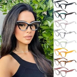 Sonnenbrille Mode Anti-Blaulicht Brille Cat Eye Damen Trendige transparente optische Gläser für Blendschutz und UV 400