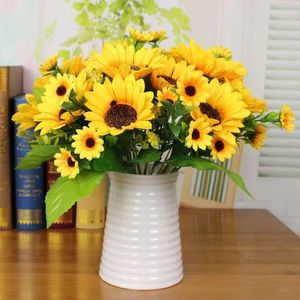 Decorative Flowers 30cm Sunflower Artificial Silk Plastic Fake Flower 1/2Pcs For Wedding Vase Decoration Home Garden Bouquet
