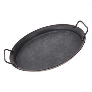 Plates 1Pc Multi-functional Iron Fruit Tray Round Serving Po Supply (Black)