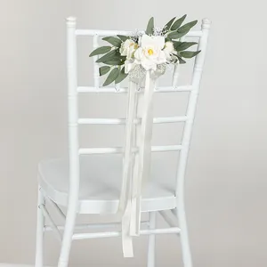 Decorative Flowers Artificial Flower For Wedding Ceremony Chair Back White Orange Pink Fake Church Party Decoration