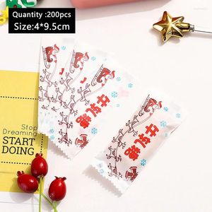 Gift Wrap 200pcs/lot Christmas Sled Elk Santa Claus Nougat Wrapping Paper Snowflake Sugar Bag Plastic Package Lot Festival Decor Poly