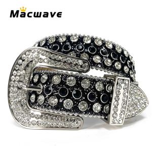Belts Western style punk Rhinestone womens belt high-quality shiny diamond crystal screw belt denim womens belt Q240401