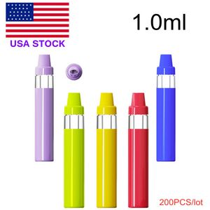 ABD Stock 1.0ml şarj edilebilir tek kullanımlık vape kalem köksiz pod elmas görünüm penceresi e-sigara 350mAh pil boş bir gram buharlaştırıcı kalem kartuşları 200pcs/kasa