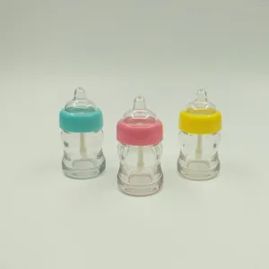 Förvaringsflaskor tomma 7 ml matningsflaskform läppglansrör med rosa gult blå mössa kosmetiska behållare 50 st
