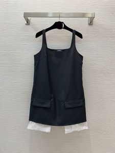 320 2024 Milan Runway Kleid Frühling Sommer ärmellos schwarz Marke gleichen Stil Damen Kleid Mode hohe Qualität D24031458