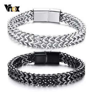 Łańcuch VNOX MENS 8,5 mm Bracelet z podwójną pszenicy Bracelets ze stali nierdzewnej Wysoka polerowana biżuteria Pulseira 19/11 cm Q240401