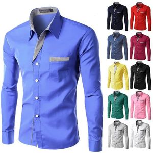 2024 Fashion Camisa Masculina långärmad skjorta män Slim Fit Design Formal Casual Brand Male Dress Size M4XL 240322