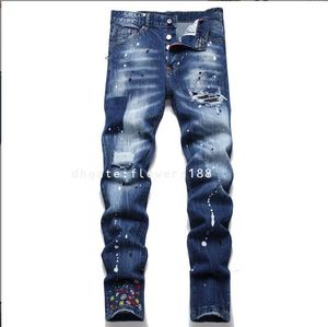 Second Square Red New 2024 Spring Foreign Trade Men's Jeans Ripped Patch Tight Mid-Rise Brodered Men's Pants Black Baggy Jeans Black Biker Jeans Black Denim Jeans