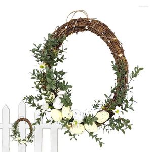 Decorative Flowers Spring Easter Wreath Aesthetic Artificial Handcrafted Lighted Lovely With Lights Durable Home Decor Supplies