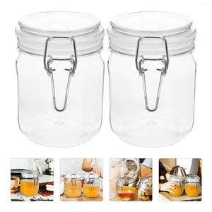 収納ボトル2 PCS Airtight Honey Jar Kitchen Jarsガラスボトルシリアルコンテナプラスチックポット