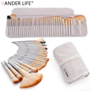 Pincéis 32 PCs Makeup Brushes Foundation Cosmetic Foundation Powder Centers Shadows Champagne Gold High Quality Brush Kit