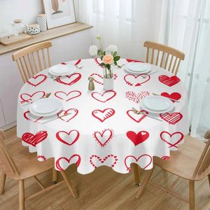 Pano de mesa dia dos namorados amor coração textura vermelho toalha de mesa à prova dwaterproof água decoração casamento casa cozinha sala de jantar redonda