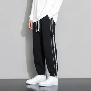 Calças masculinas moda casual preto solto y2k streetwear jogging bottoms mens coreia revisão muitas roupas listra impressão 4xl