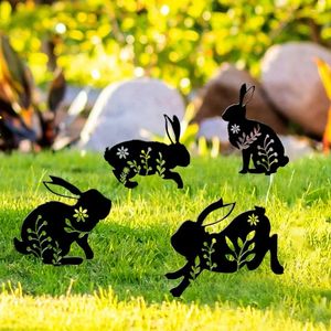 Garden Decorations 4Pcs Silhouette Stake Acrylic Easter Statue Decor Aesthetic Weatherproof For Outdoor Lawn Patio