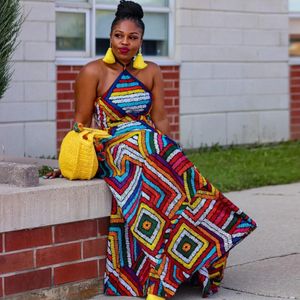 African Dresses For Women Elegant Dashiki Summer Spaghetti Straps Maxi Dress Ladies Traditional Africa Clothing Fairy Long 240309